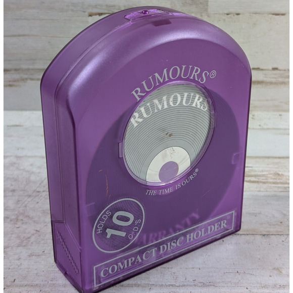 Rumours CD Holder Case Translucent Clear Purple Rigid Clamshell 10-Disk VTG Y2K - Picture 1 of 9